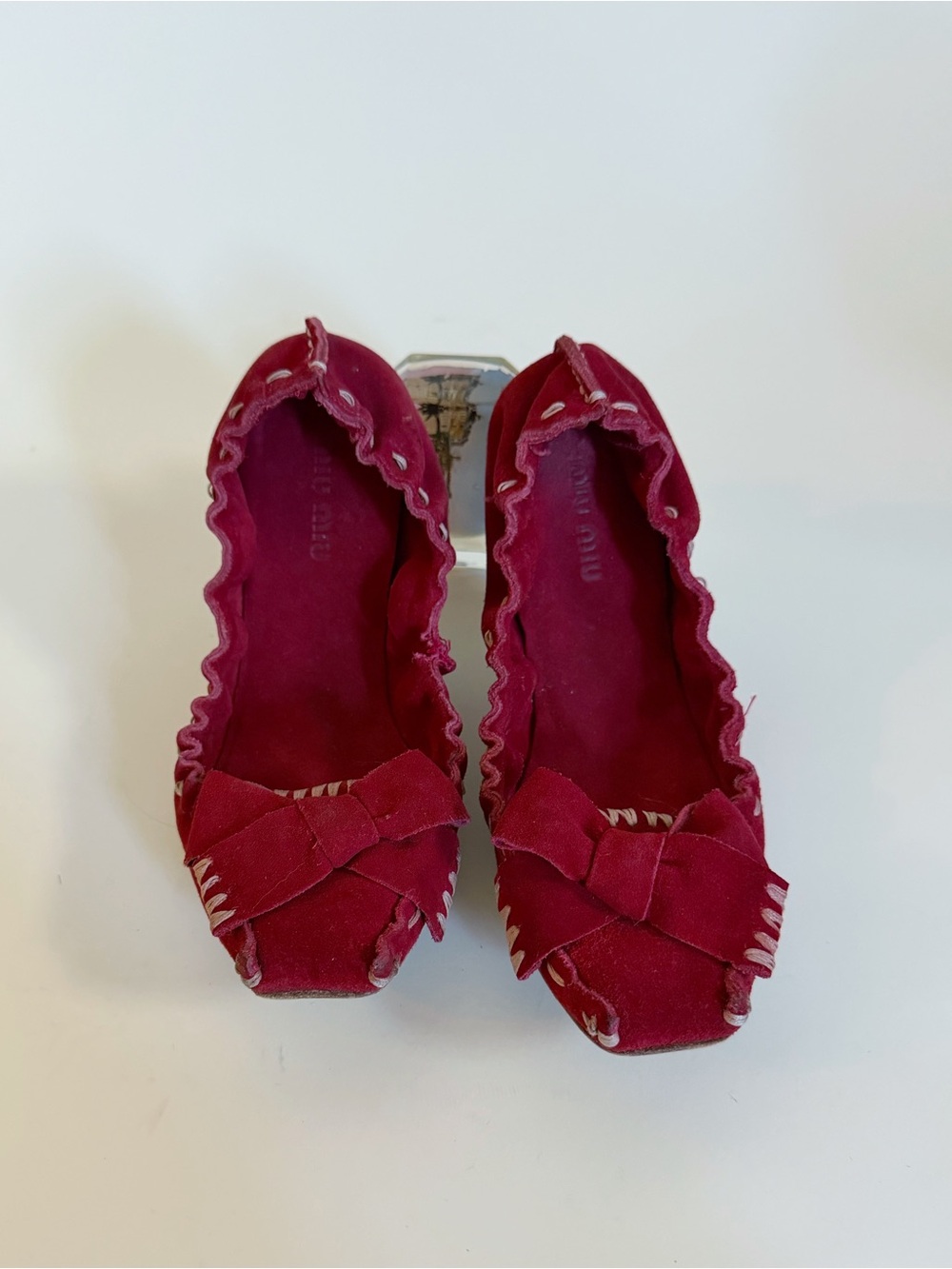 Miu Miu Burgundy Red Suede Ballet Flats - Picture 4 of 8